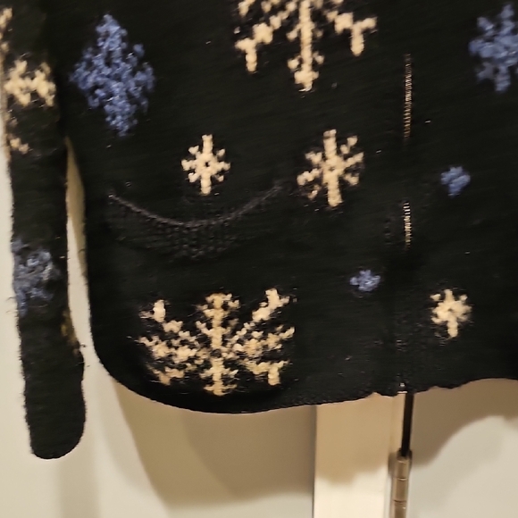 VINTAGE 80S Jones New York Sweater Zipper Wool Hand Knit Retro - Picture 3 of 6